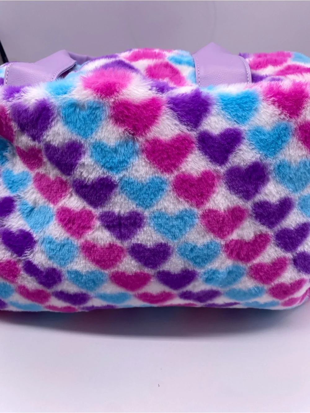 Kids Plush 'DANCE' Duffel Bag - Multicolor Hearts